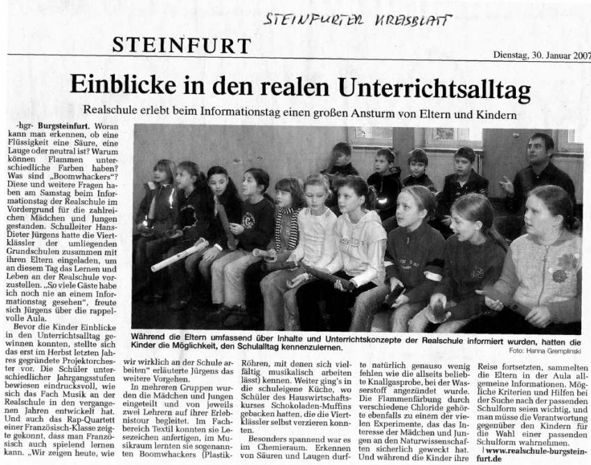 Steinfurter Kreisblatt, 30. Januar 2007