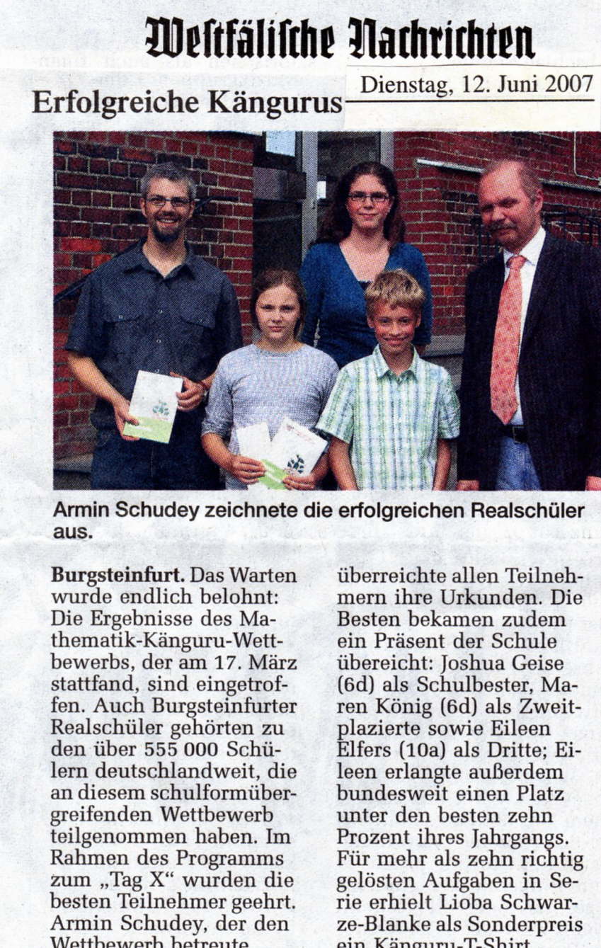 Westfälische Nachrichten, 12. Juni 2007